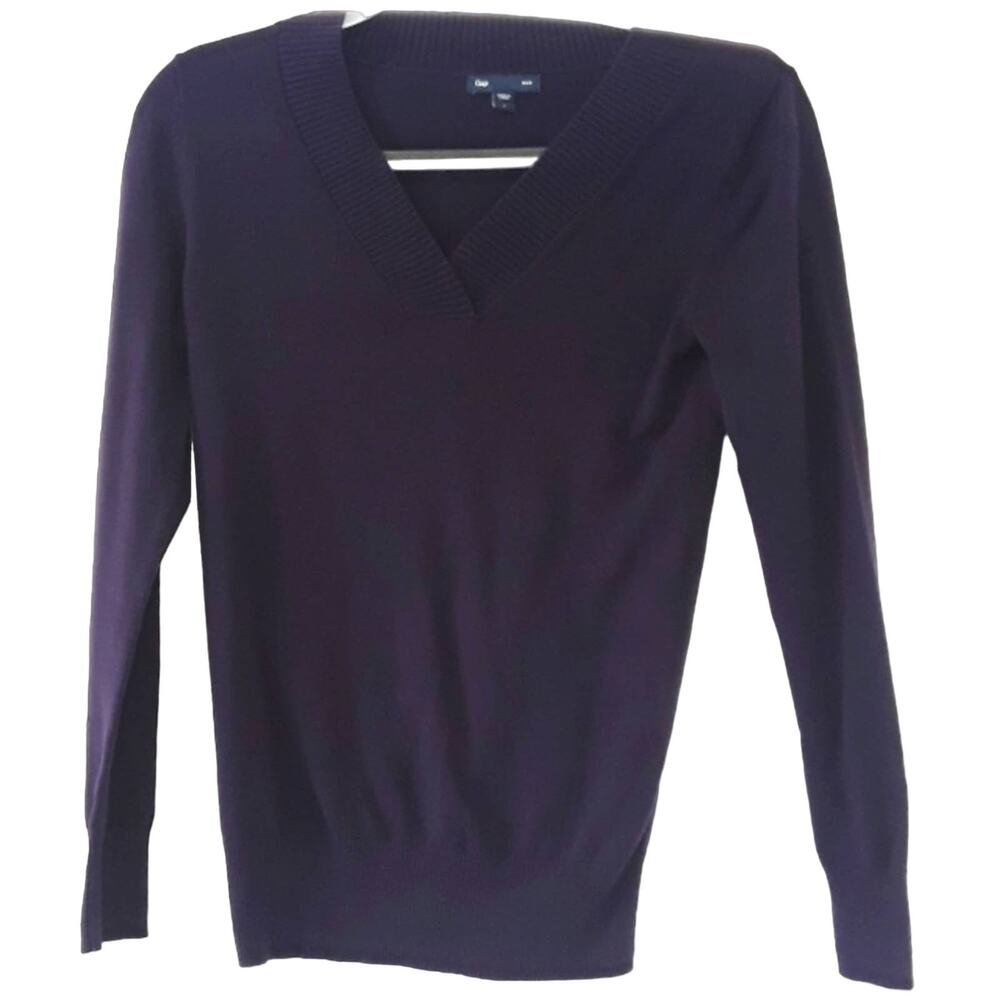Gap Womens Sz L Purple Preppy Y2K Lightweight V-neck Cotton Blend Sweater